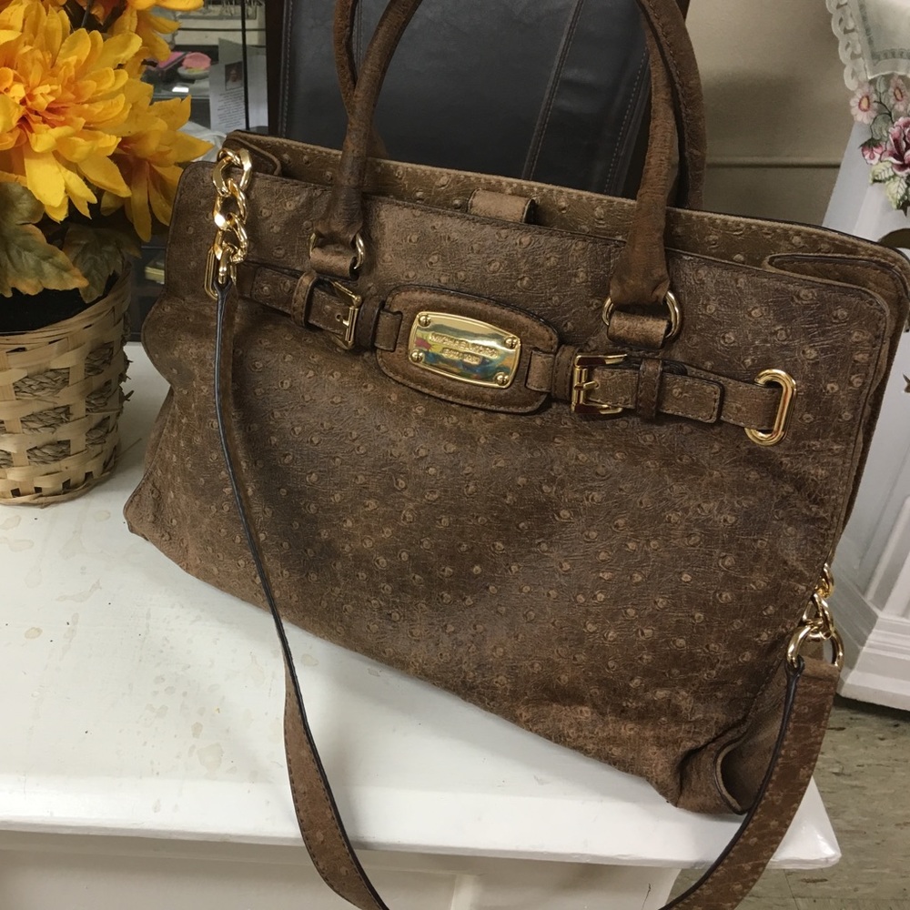 Michael Kors Ostrich Leather Hamilton Handbag